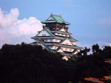 Osaka Castle above the trees